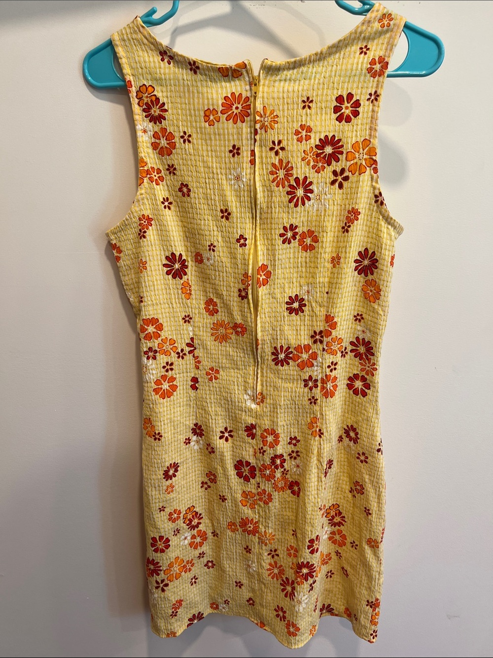 Vintage Yellow Floral Sundress with Red & Orange Blooms - Picture 5 of 8